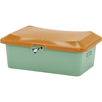 Grit container made of GRP, capacity 100 l, without dispenser opening, green container.