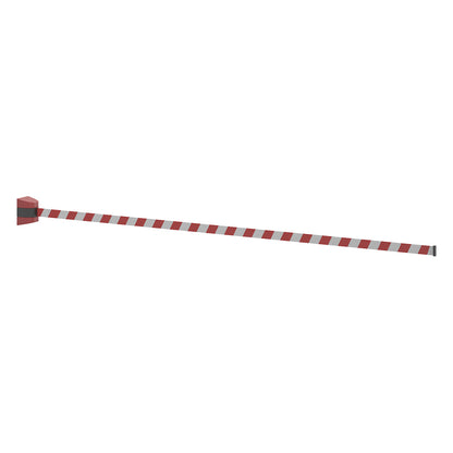 Tape barrier in a plastic housing, to bolt in place, red / white, belt length 7700 mm.