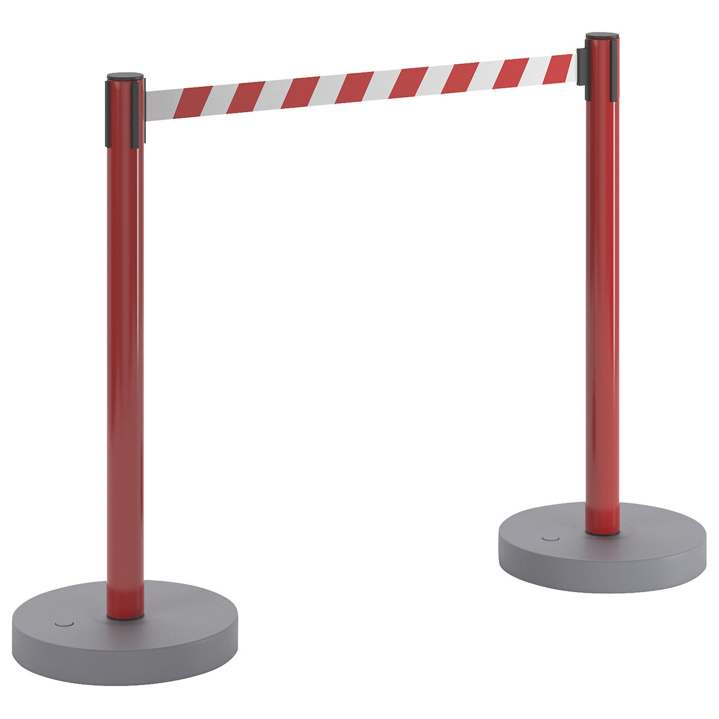 Tape barrier post, pack of 2, base can be filled, drawer 3700 mm, post red, belt red / white.