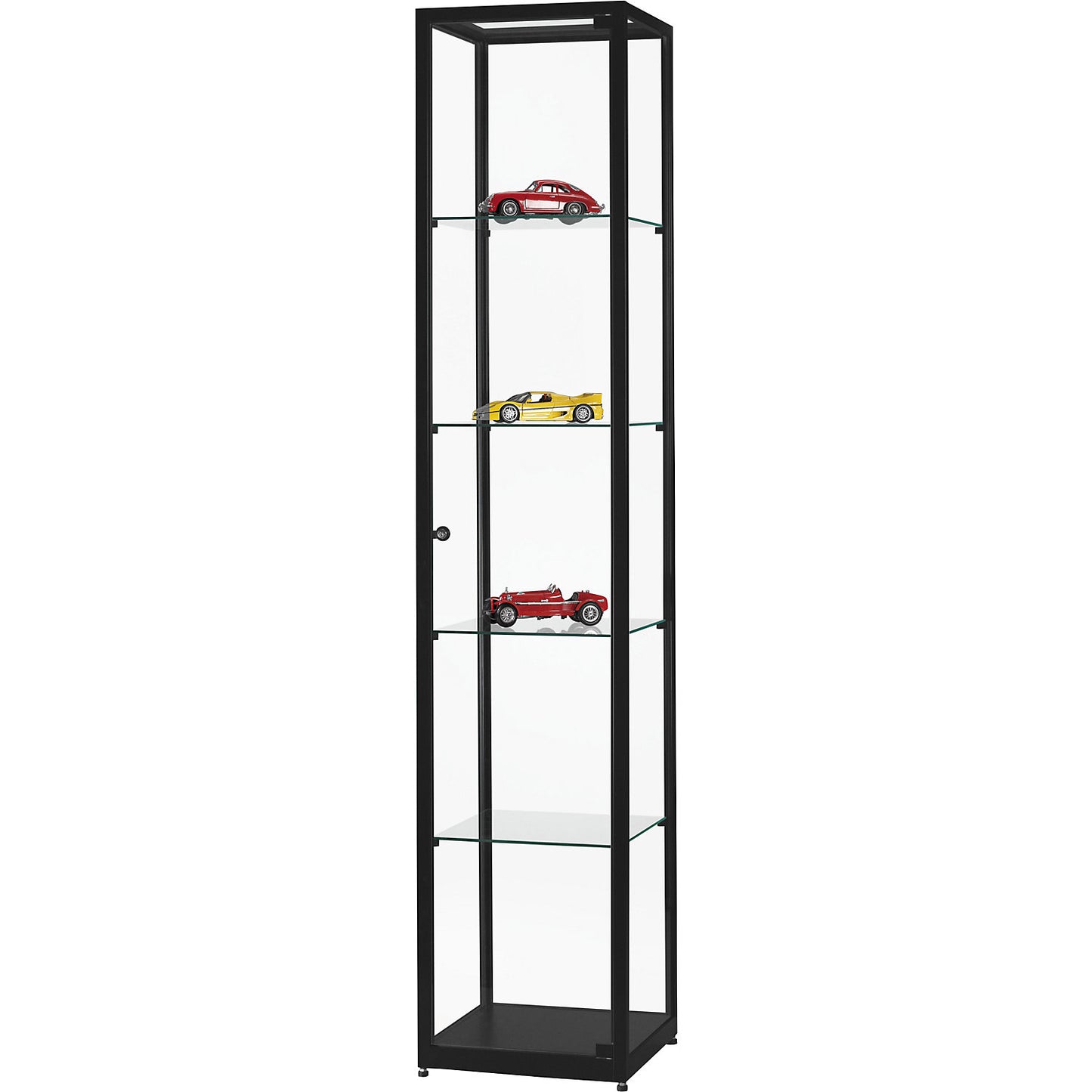 Glass cabinet, height 1984 mm, without lighting, WxD 400 x 400 mm, square, black.