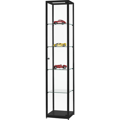 Glass cabinet, height 1984 mm, without lighting, WxD 400 x 400 mm, square, black.
