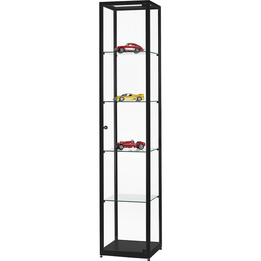 Glass cabinet, height 1984 mm, without lighting, WxD 400 x 400 mm, square, black.