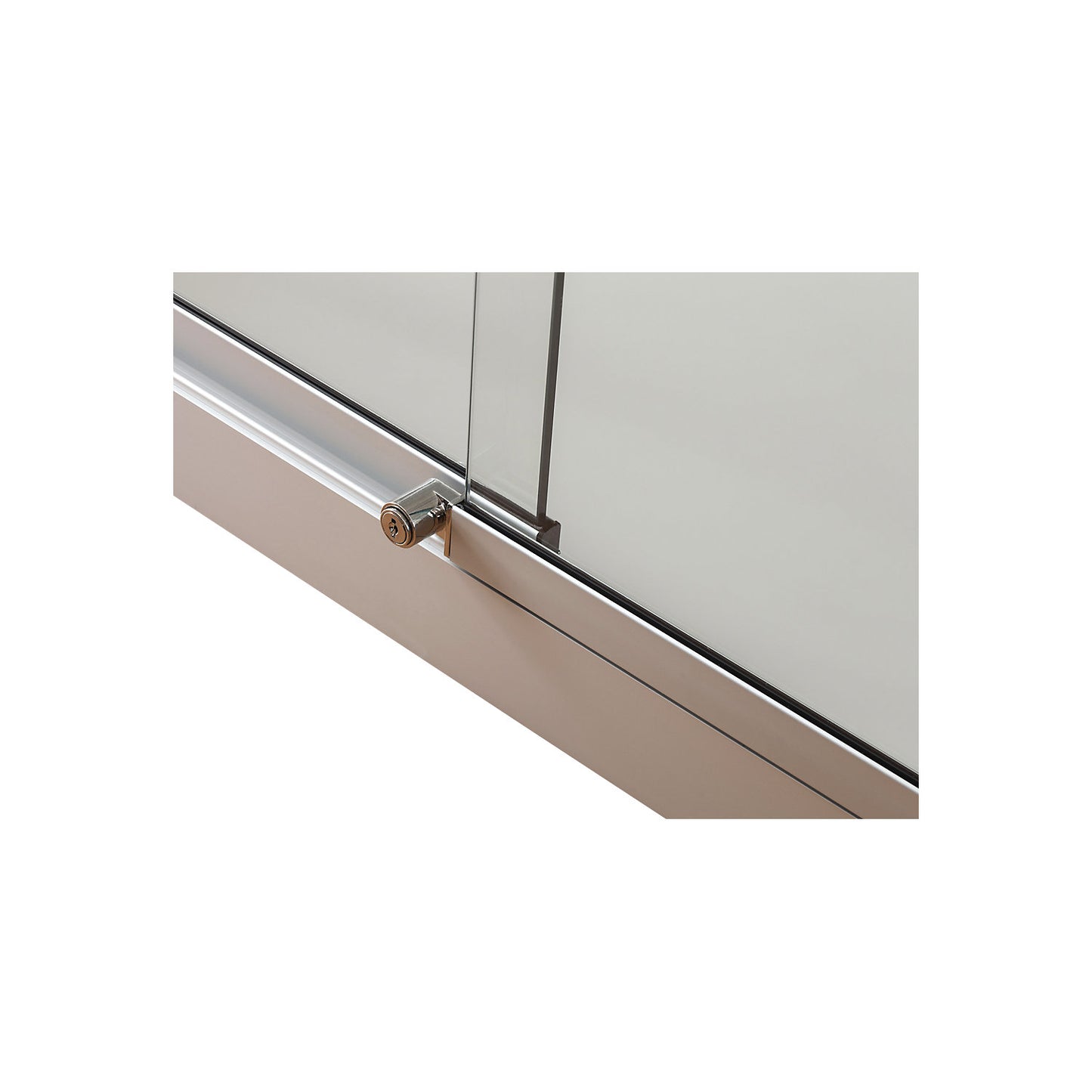 Glass cabinet, height 1984 mm, without lighting, WxD 500 x 500 mm, glass corner cabinet, silver.