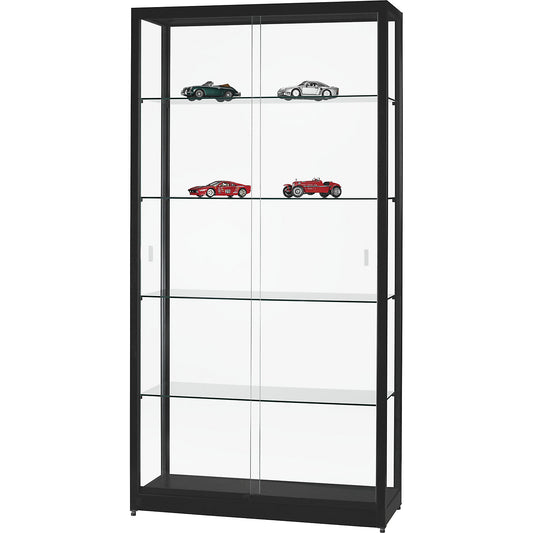 Glass cabinet, width 1000 mm, without lighting, HxD 1972 x 400 mm, without base cupboard, black.