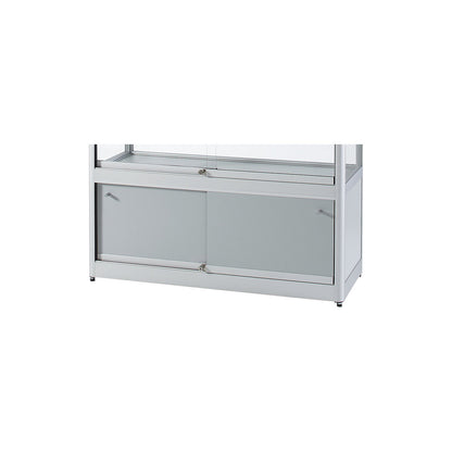 Glass cabinet, WxDxH 1000 x 400 x 1972 mm, LED lighting, lamp head Ø 35 mm, with base cupboard.