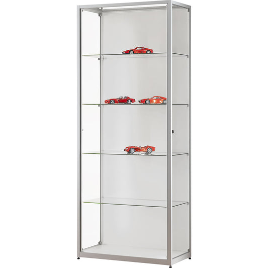 Glass cabinet with LED lighting, height 1984 mm, with hinged doors, width 800 mm.