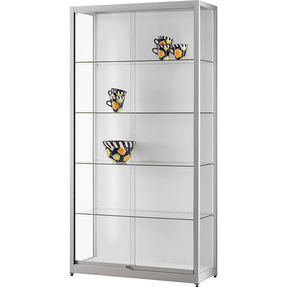 Glass cabinet with LED lighting, height 1972 mm, with sliding doors, width 1000 mm, without base cupboard.