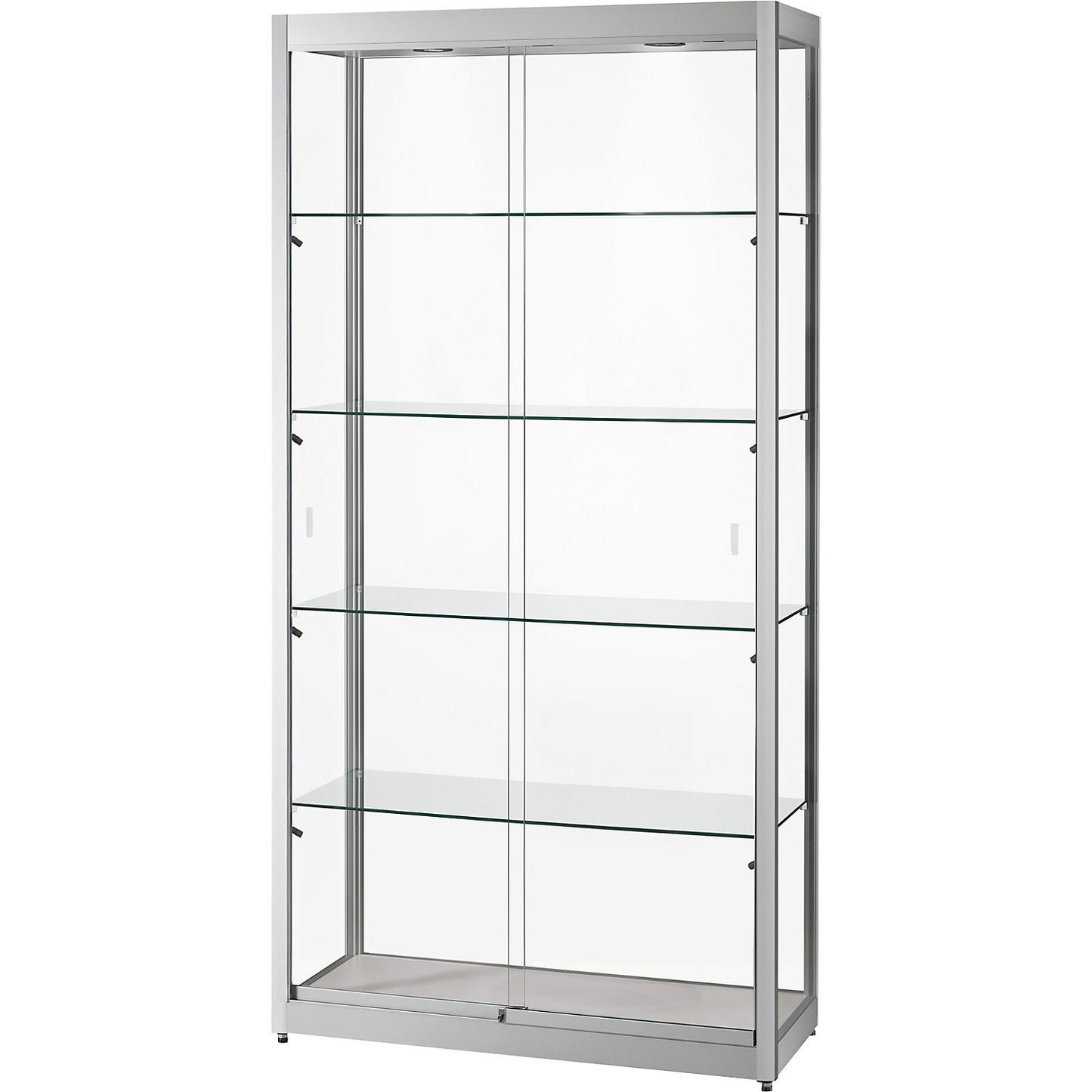 Glass cabinet, WxDxH 1000 x 400 x 2000 mm, LED lighting, lamp head Ø 35 mm, without base cupboard.