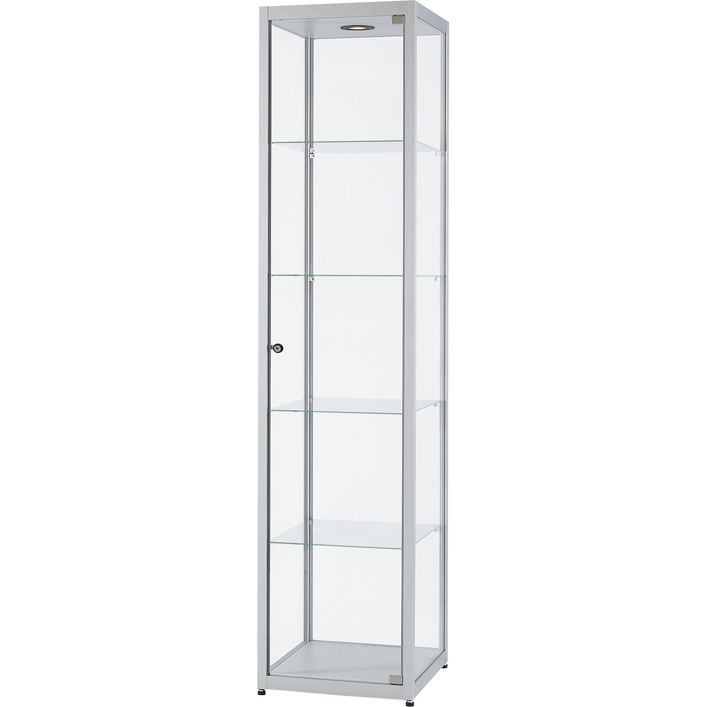 Glass cabinet with LED ceiling spotlight, 1 x 5 W, height 2000 mm, WxD 500 x 500 mm.