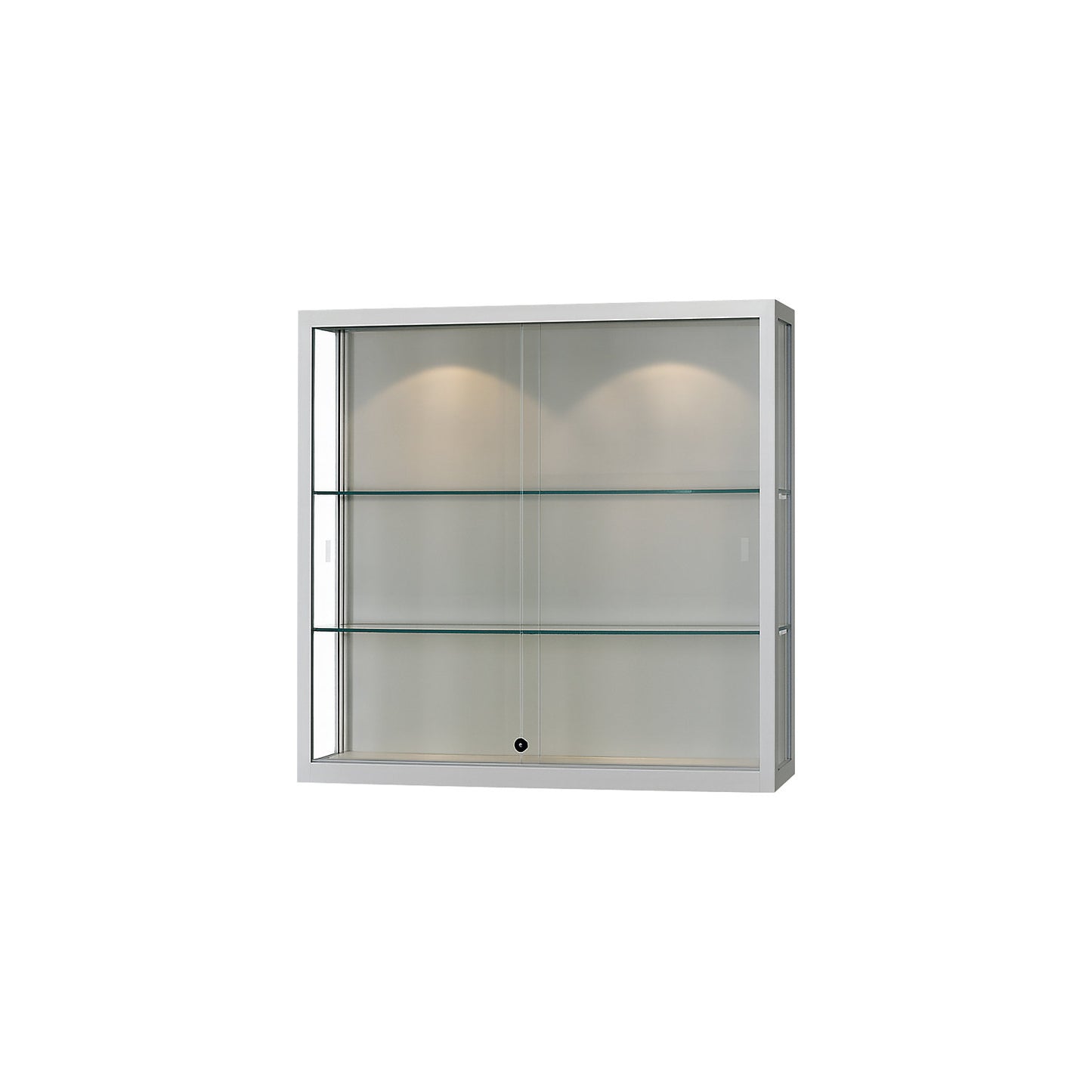 Wall mounted glass cabinet, LED lighting, WxDxH 1000 x 300 x 1000 mm, 2 x 7 W, lamp head Ø 50 mm.