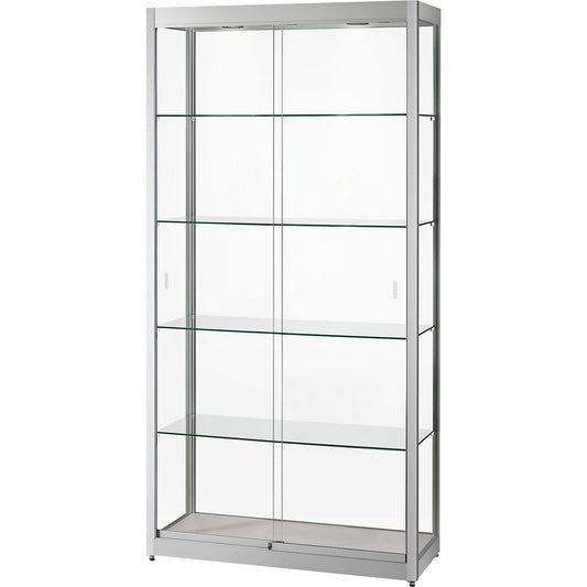 Glass cabinet, WxDxH 1000 x 400 x 2000 mm, LED lighting, lamp head Ø 50 mm, without base cupboard.