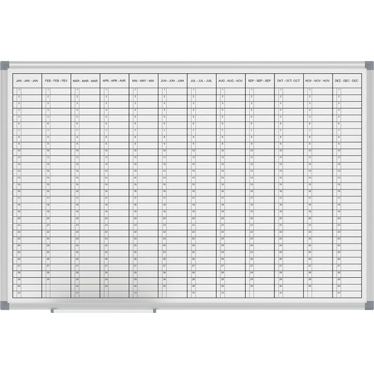 Planning board MAULstandard, yearly planner, 12 month view, plastic coated, width 900 mm.