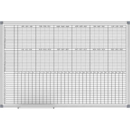 Planning board MAULstandard, monthly/yearly planner, plastic coated, width 900 mm.