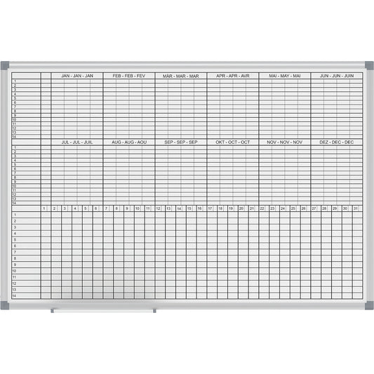 Planning board MAULstandard, monthly/yearly planner, plastic coated, width 900 mm.
