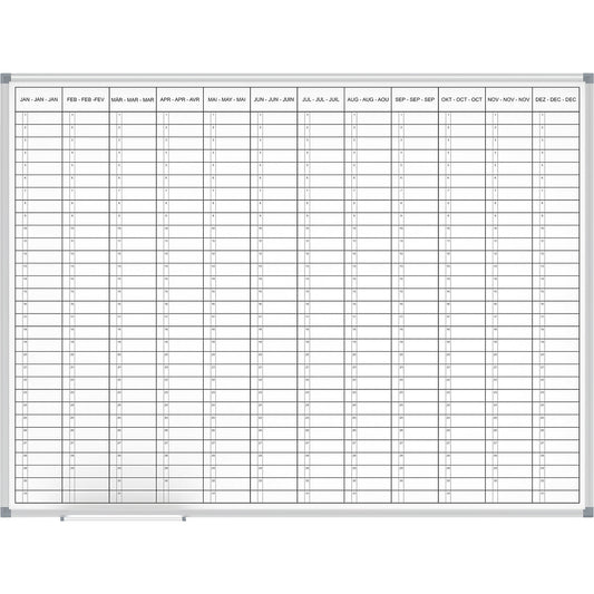 Planning board MAULstandard, yearly planner, 12 month view, plastic coated, width 1200 mm.