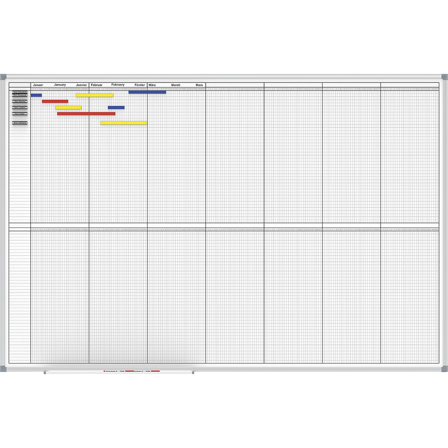 Planning board MAULstandard, yearly planner, 14 months, plastic coated, width 1500 mm.