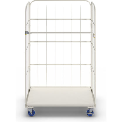 Roll container, max. load 500 kg, height 1700 mm, WxD 1100 x 800 mm, steel plate.