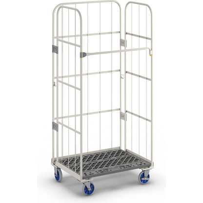 Roll container, max. load 500 kg, height 1700 mm, WxD 800 x 600 mm, plastic plate.