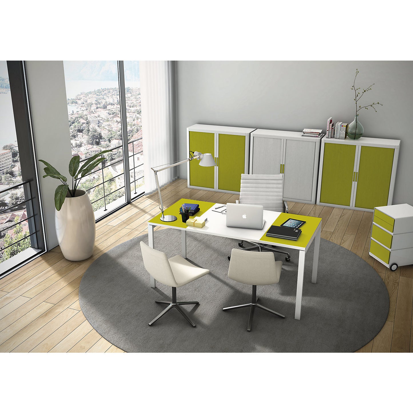 easyDesk® desk, height 750 mm, width 1600 mm, top colour white / beech.