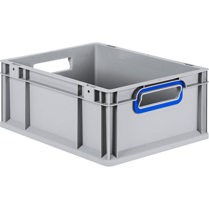 Heavy duty Euro size container, capacity 15.9 l, pack of 5, handle colour blue.