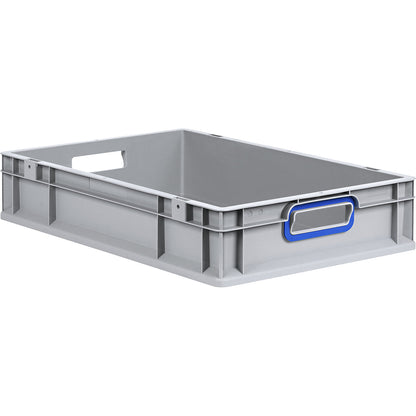 Heavy duty Euro size container, capacity 23.7 l, pack of 8, handle colour blue.