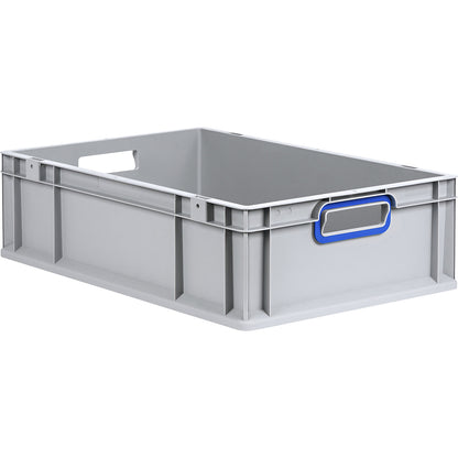 Heavy duty Euro size container, capacity 34 l, pack of 5, handle colour blue.