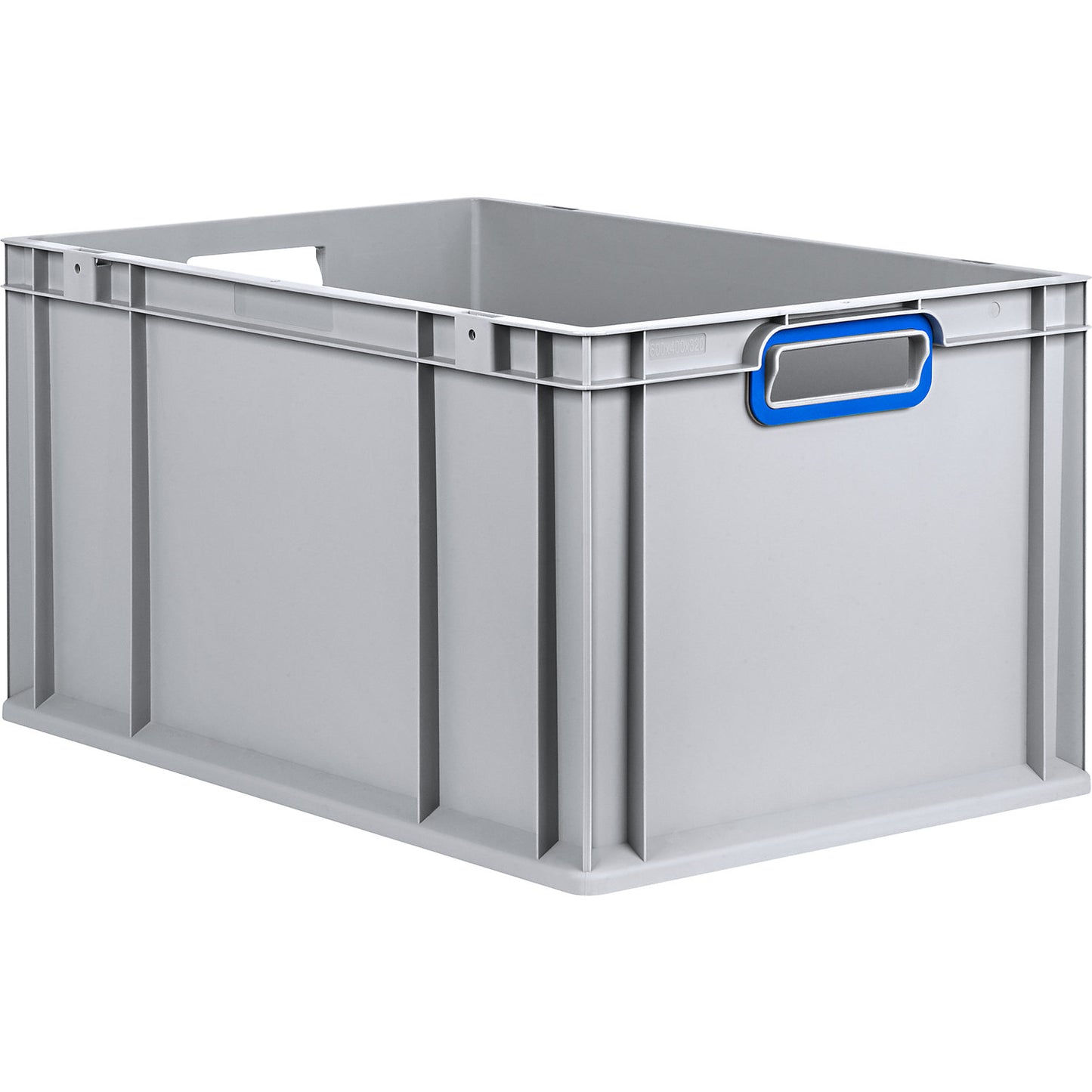 Heavy duty Euro size container, capacity 64.9 l, pack of 4, handle colour blue.