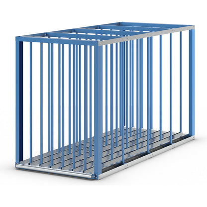 Sheet metal storage box, HxLxW 1500 x 1100 x 2500 mm, light blue.
