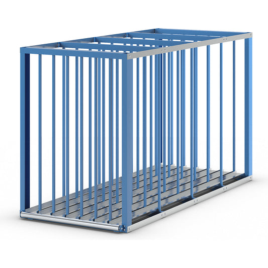 Sheet metal storage box, HxLxW 1500 x 1100 x 2500 mm, light blue.