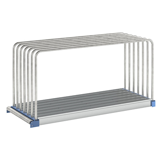 Sheet rack, zinc plated, LxWxH 2030 x 800 x 1000 mm, 6 compartments, max. shelf load 750 kg.
