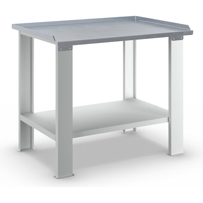 Workbench, modular system, height 850 mm, sheet steel worktop, WxD 1000 x 700 mm.