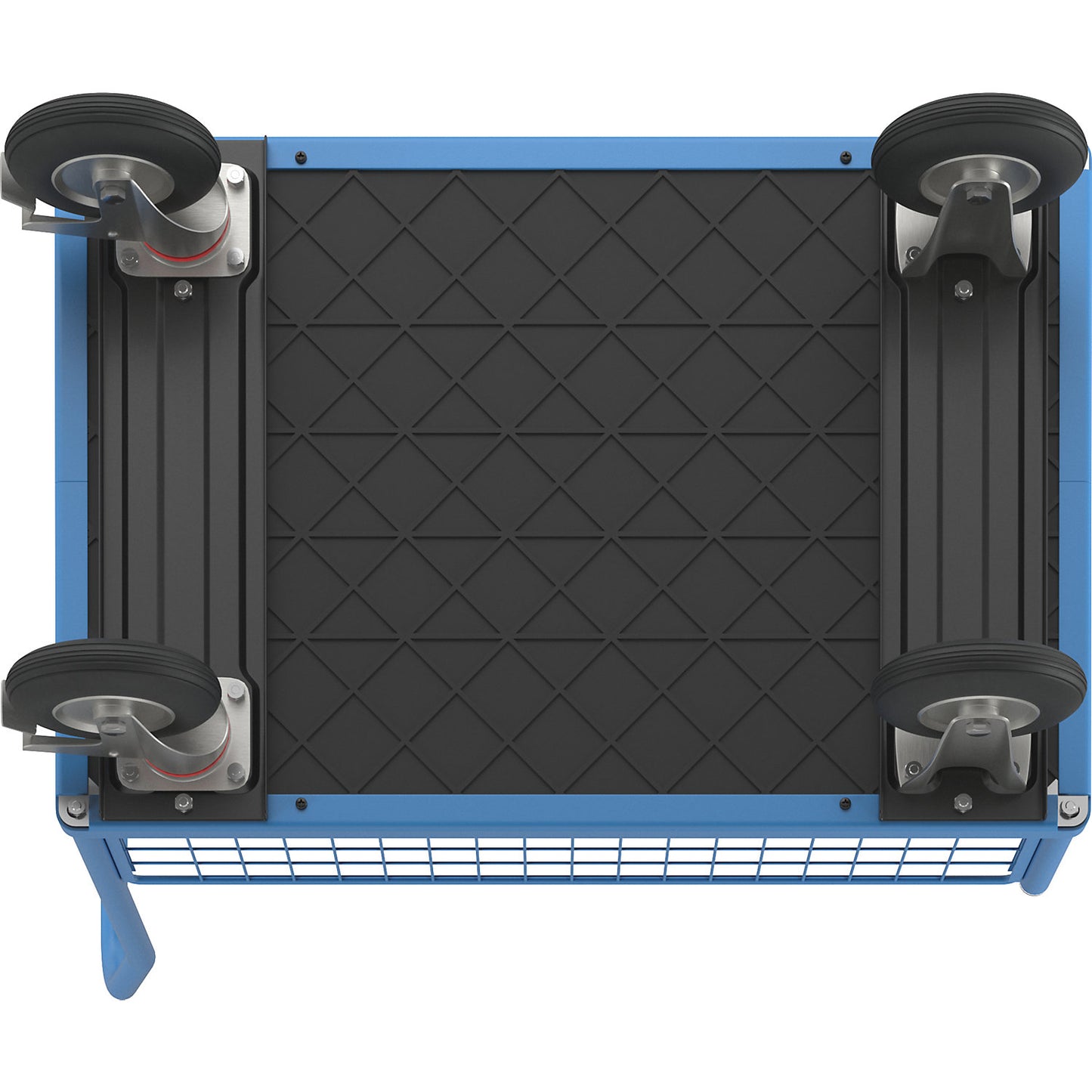 Platform truck with mesh panels, 4 half height mesh panels, LxW 1050 x 700 mm, pneumatic tyres.