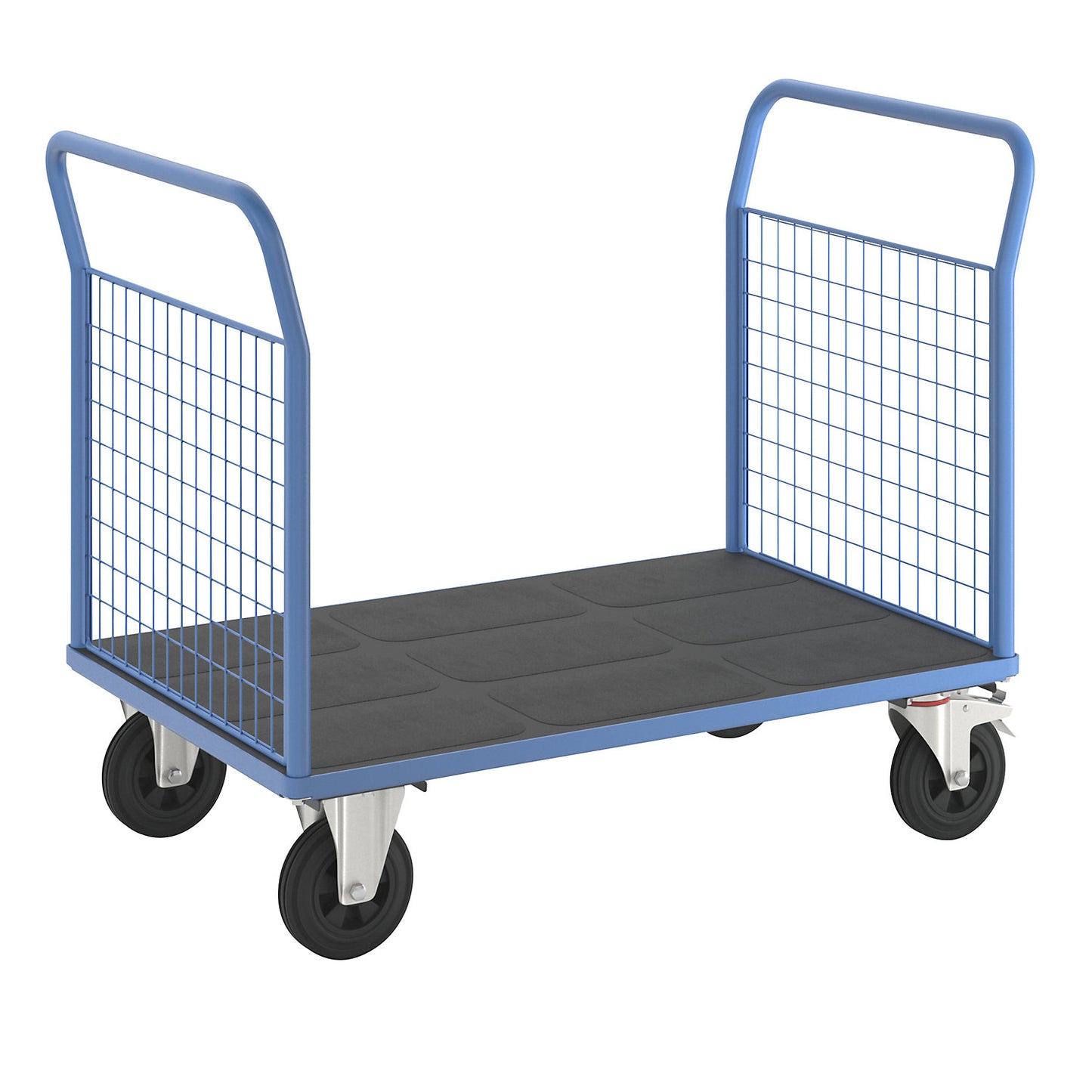 Platform truck with mesh panels, 2 mesh end panels, LxW 1250 x 800 mm, solid rubber tyres.