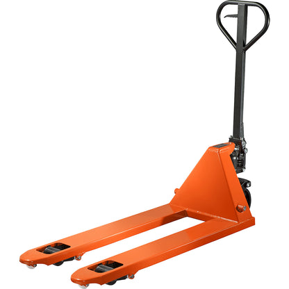 Hand pallet truck, max. load 2500 kg, polyurethane fork rollers, single.
