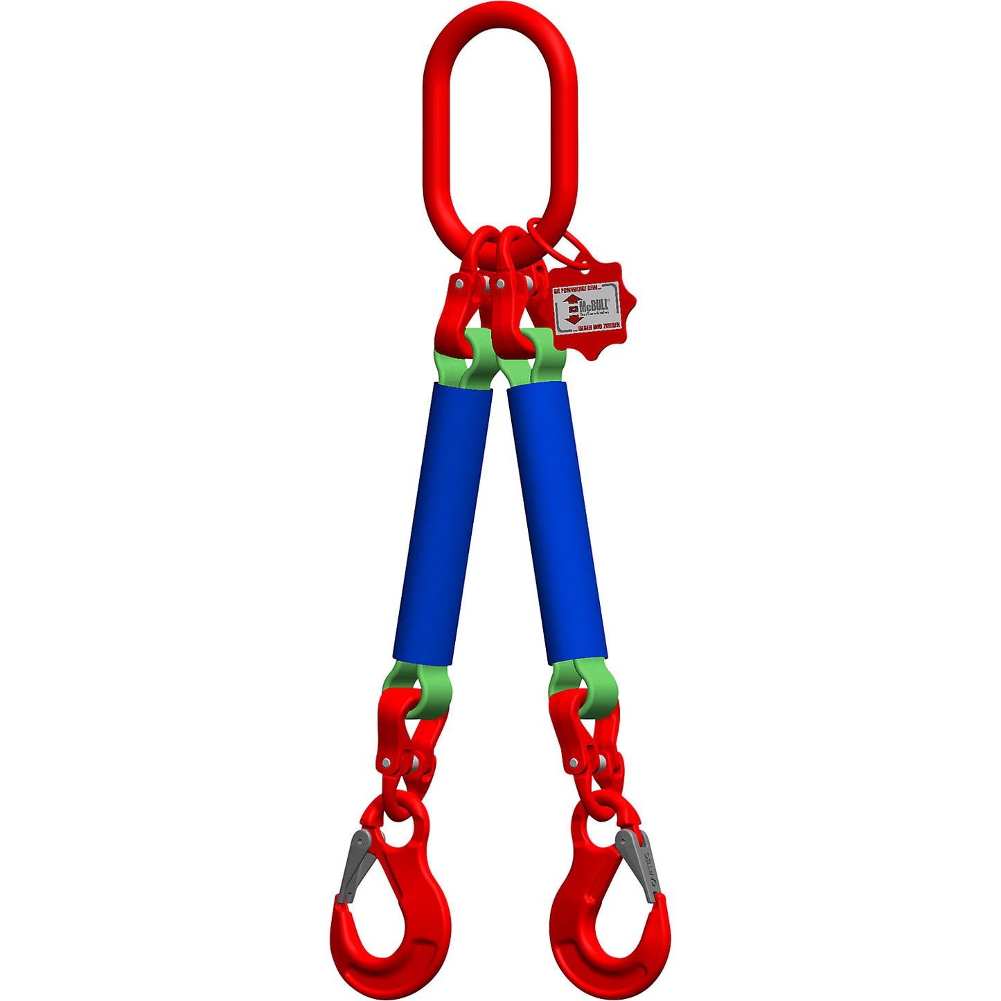 Round sling suspension set, length 1 m, 2-leg, green.