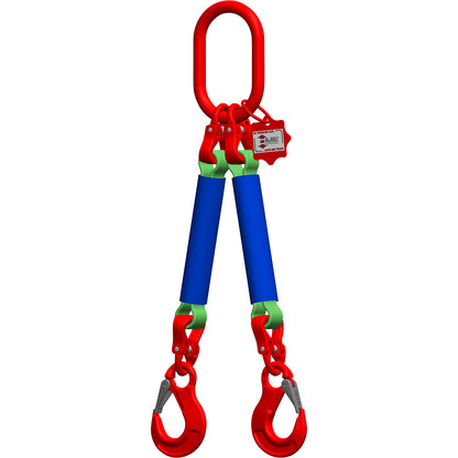Round sling suspension set, length 1 m, 2-leg, green.