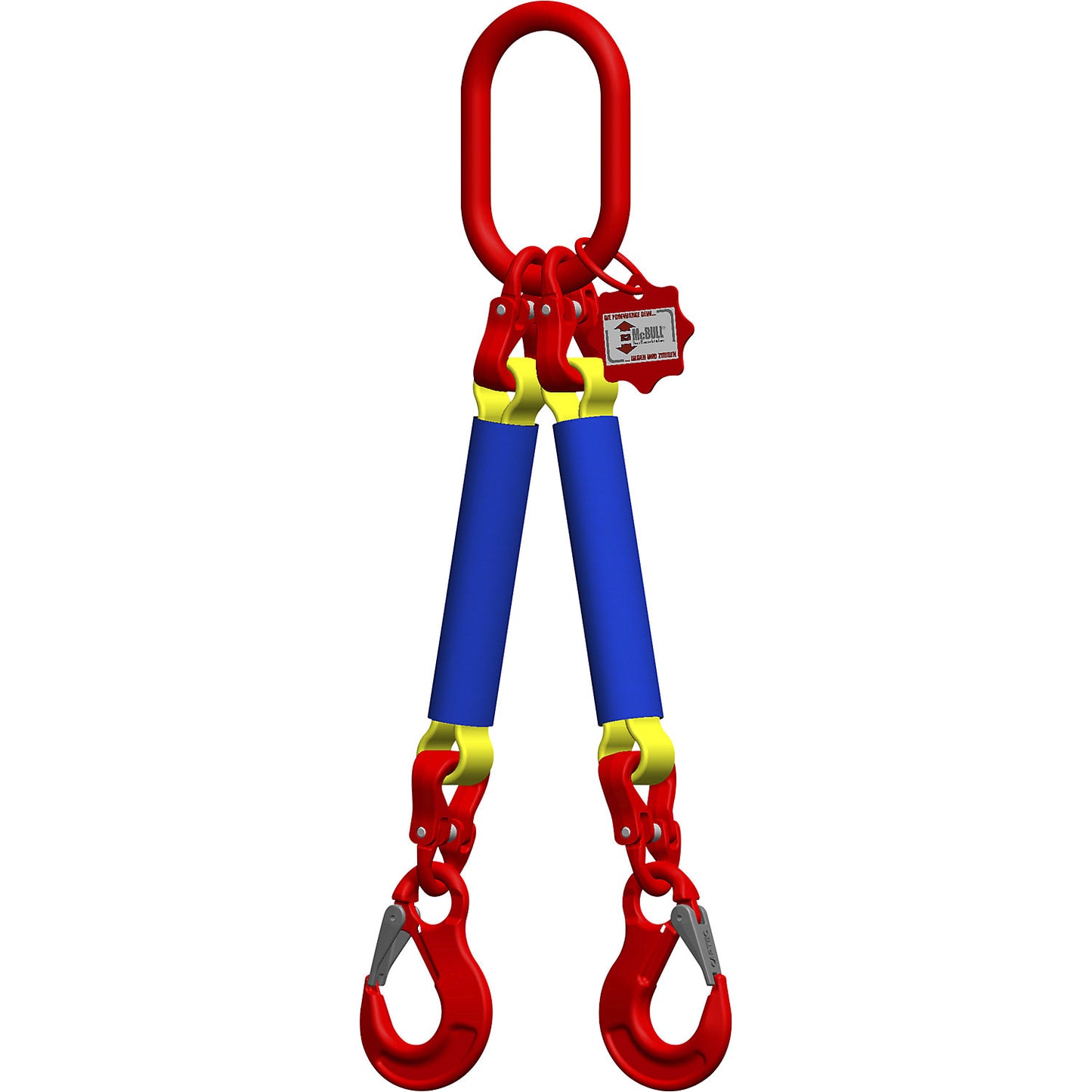 Round sling suspension set, length 1 m, 2-leg, yellow.