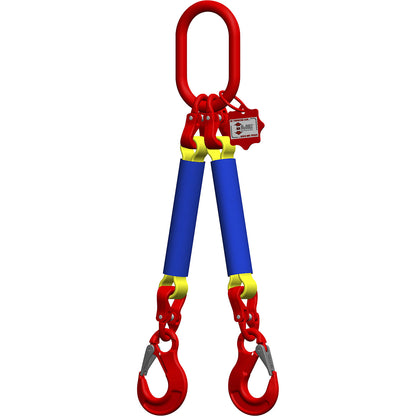 Round sling suspension set, length 2 m, 2-leg, yellow.