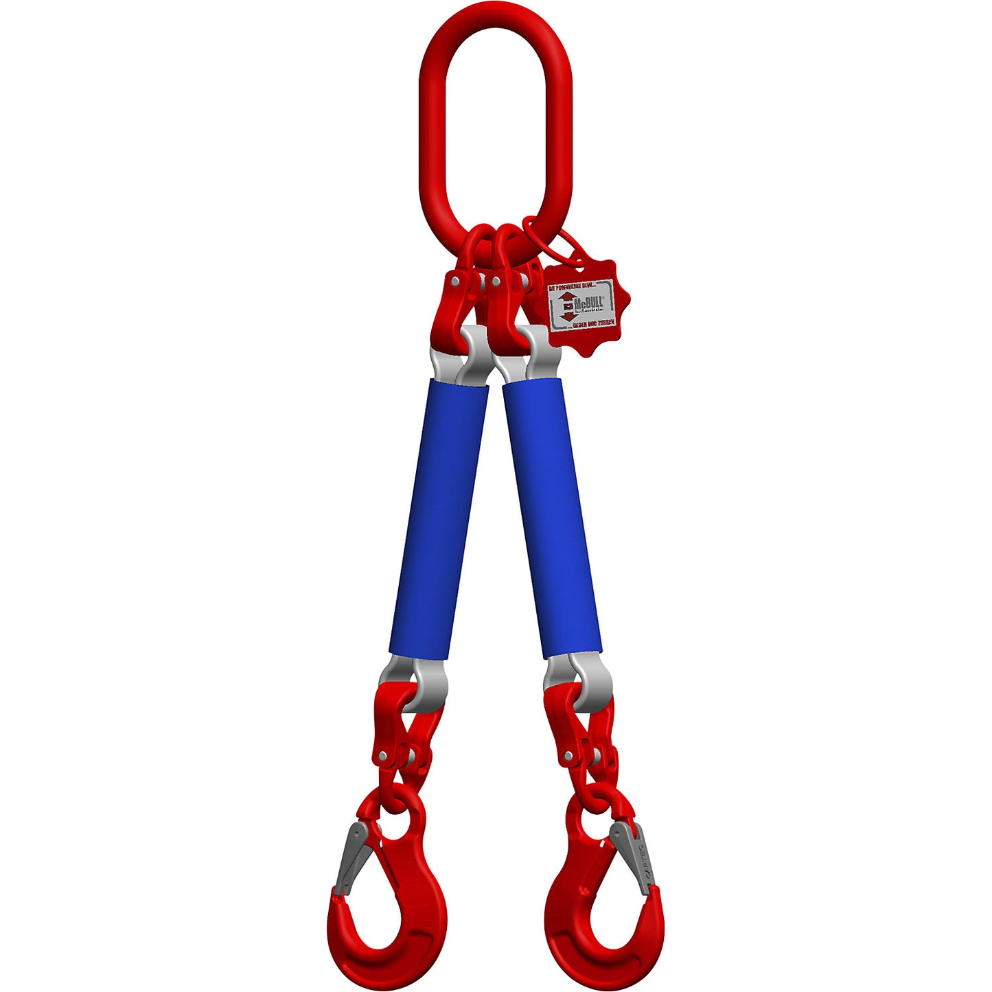 Round sling suspension set, length 2 m, 2-leg, grey.