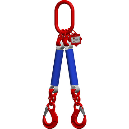 Round sling suspension set, length 2 m, 2-leg, grey.