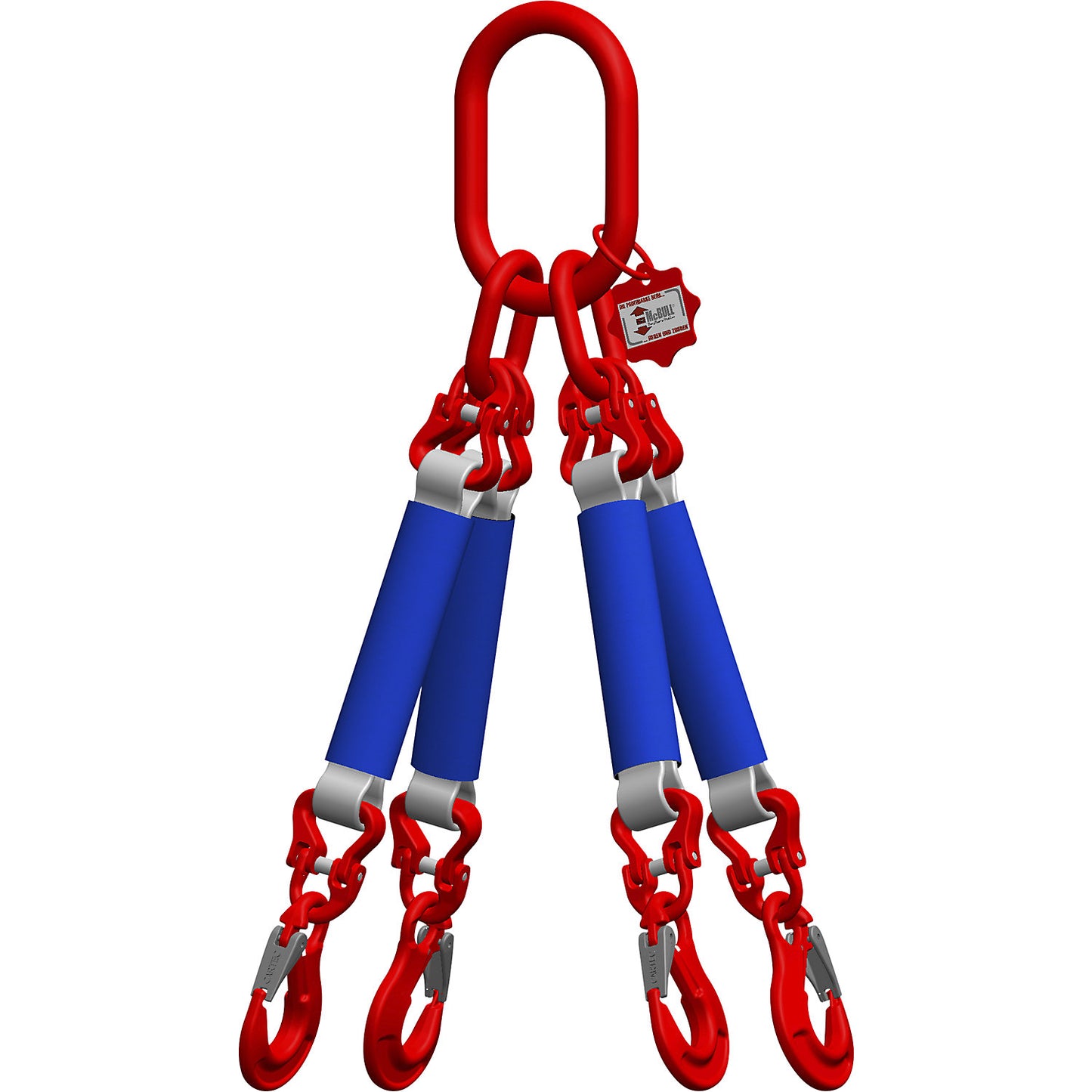 Round sling suspension set, length 1 m, 4-leg, grey.