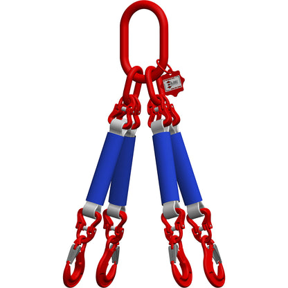 Round sling suspension set, length 2 m, 4-leg, grey.