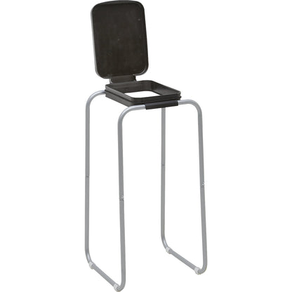 Steel waste sack holder with plastic lid, for capacities up to 120 l, stand frame, black lid.