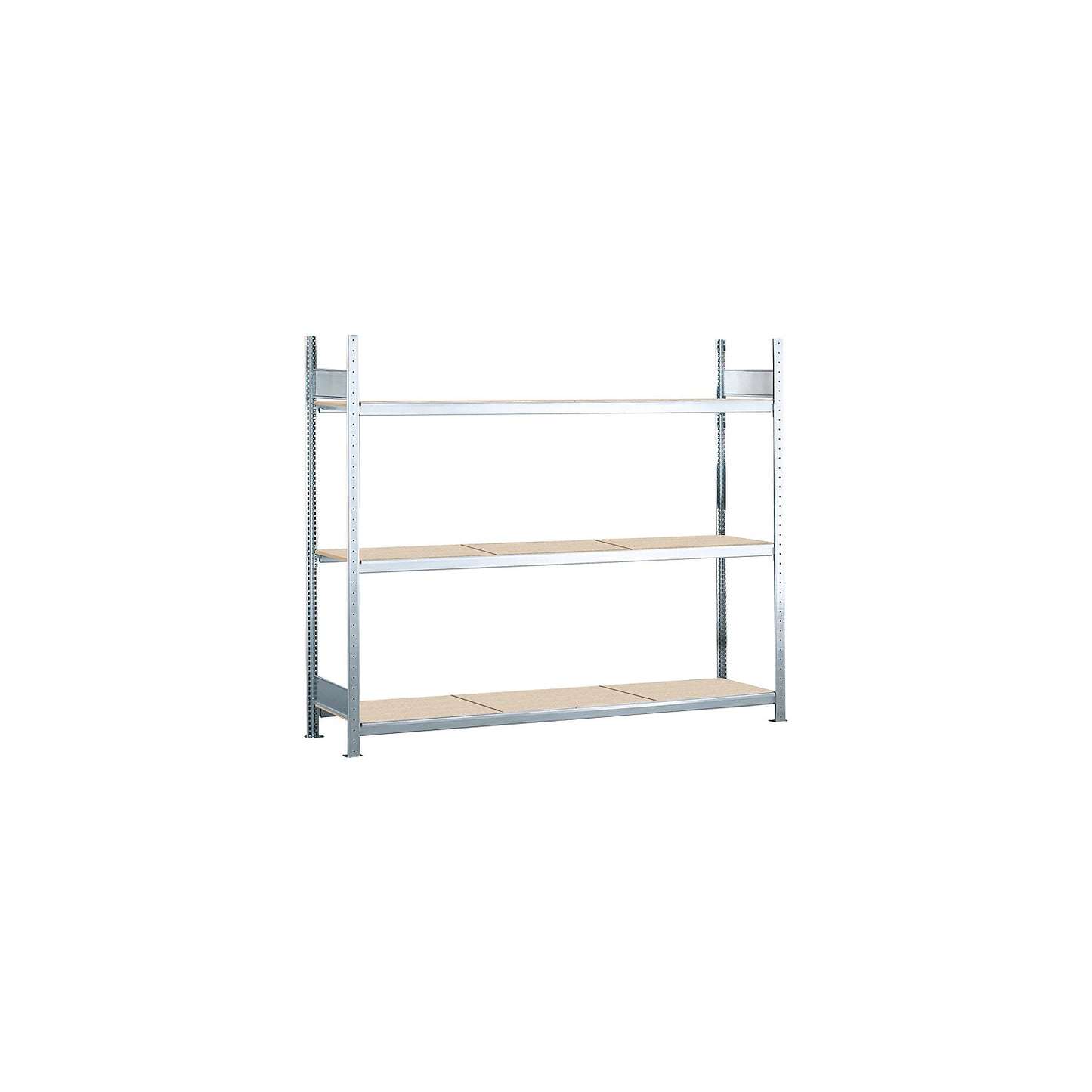Wide span shelving unit, plug-in, HxWxD 2000 x 2500 x 800 mm, chipboard panels, standard shelf unit.