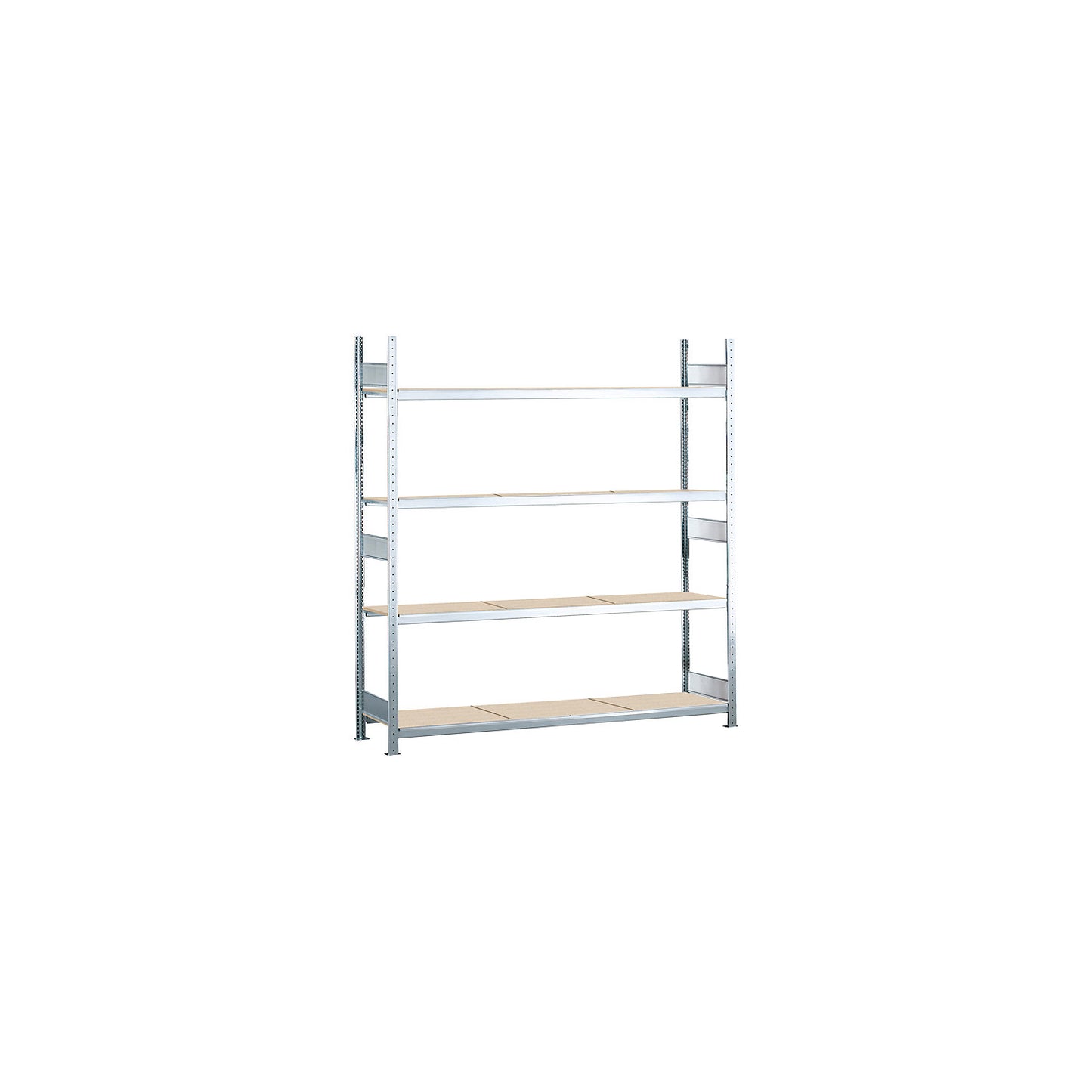 Wide span shelving unit, plug-in, HxWxD 2500 x 2500 x 500 mm, chipboard panels, standard shelf unit.