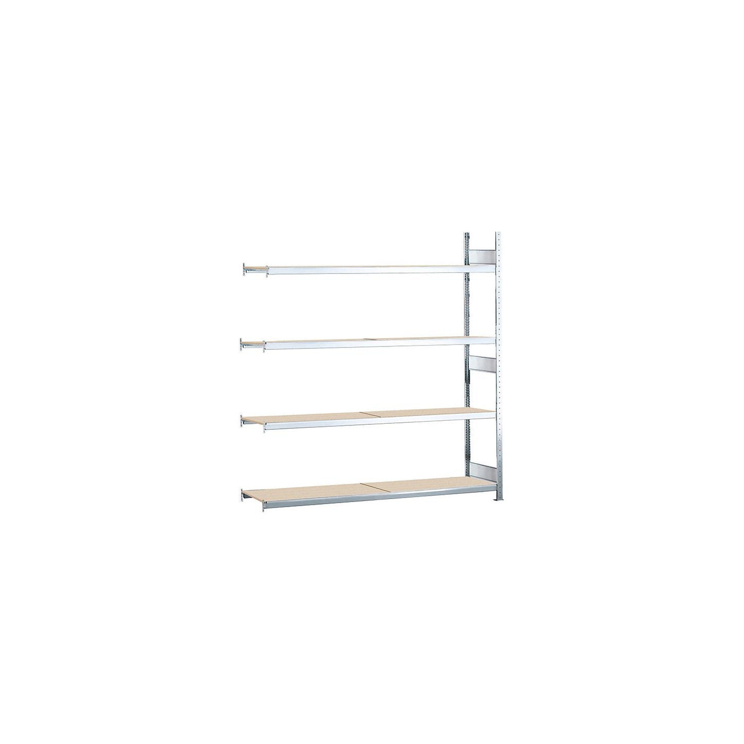 Wide span shelving unit, plug-in, HxWxD 2500 x 2000 x 800 mm, chipboard panels, extension shelf unit.