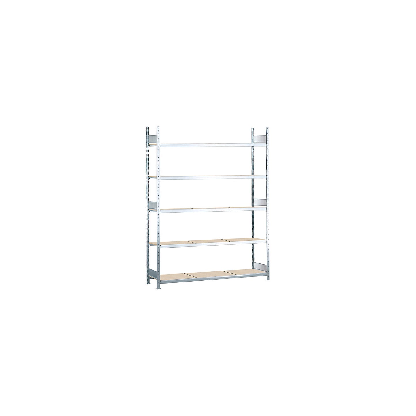 Wide span shelving unit, plug-in, HxWxD 3000 x 2500 x 500 mm, chipboard panels, standard shelf unit.