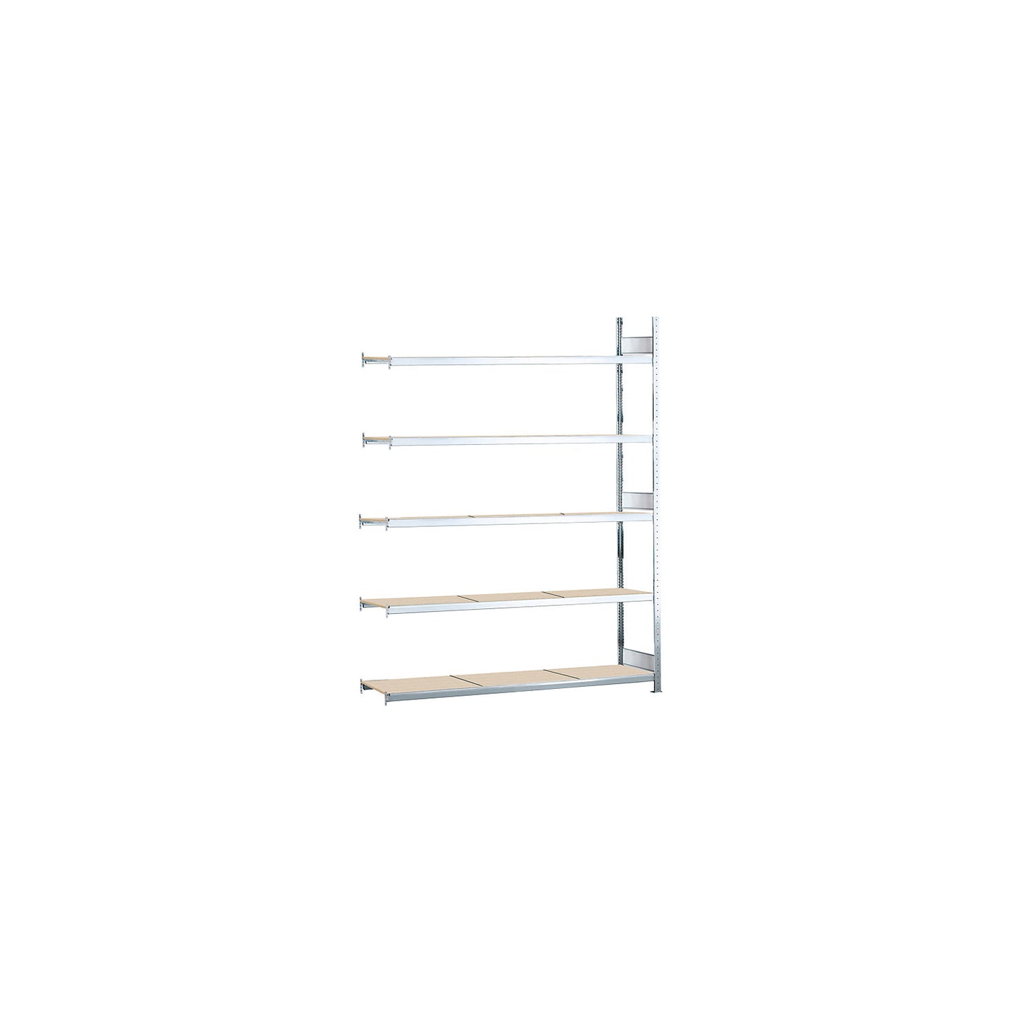 Wide span shelving unit, plug-in, HxWxD 3000 x 2500 x 400 mm, chipboard panels, extension shelf unit.