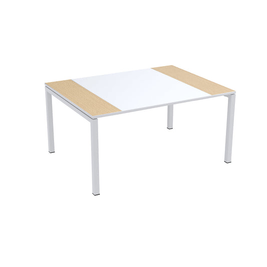 easyDesk® conference table, HxWxD 750 x 1500 x 1160 mm, white/beech finish.