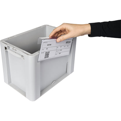 Hardened plastic pouches, pack of 100, for labelling plastic containers, WxH 210 x 85 mm.